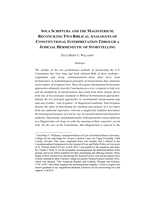 Sola Scriptura and the Magisterium: Reconciling Two Biblical Analogues of Constitutional Interpretation Through a Judicial Hermeneutic of Storytelling