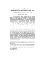 Campaigning on the Constitution: Zachary Taylor, Millard Fillmore, and the Presidential Election of 1848