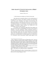 John Adams's Constitutionalism: A Brief Introduction