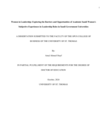 Women in Leadership: Exploring the Barriers and Opportunities of Academic Saudi Women's Subjective Experiences in Leadership Roles in Saudi Government Universities