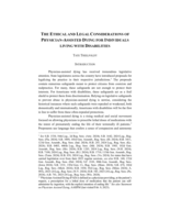 The Ethical and Legal Considerations of Physician-Assisted Dying for Individuals Living with Disabilities