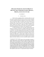 Religious Exercise and Civil Rights in Health Care: Upholding Patient Dignity, Rights, and Access to Care