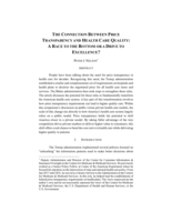The Connection Between Price Transparency and Health Care Quality: A Race to the Bottom or a Drive to Excellence?
