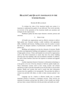 Health Care Quality Assurance in the United States