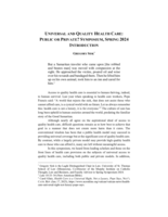 Universal and Quality Health Care: Public or Private? Symposium, Spring 2024 Introduction