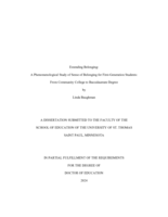Extending Belonging: A Phenomenological Study of Sense of Belonging for First-Generation Students: From Community College to Baccalaureate Degree