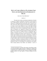 Duty of Care of Digital Platforms: Fake News and the Freedom of Expression in Brazil