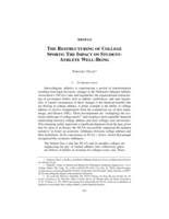 The Restructuring of College Sports: The Impact on Student-Athlete Well-Being