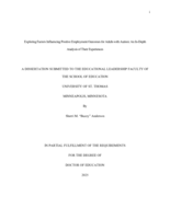 Exploring Factors Influencing Positive Employment Outcomes for Adults with Autism: An In-depth Analysis of Their Experiences