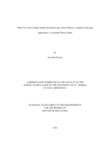 What Two-Year College Student Persistence Says About Effective Academic Advising Approaches: A Grounded Theory Study