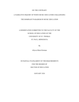 On the Contrary: A Narrative Inquiry of White Music Educators Challenging the Dominant Paradigm in Music Education