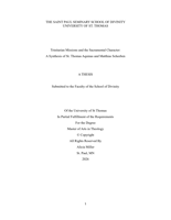 Trinitarian Missions and the Sacramental Character: A Synthesis of St. Thomas Aquinas and Matthias Scheeben